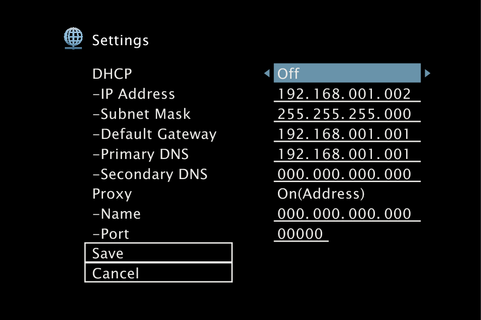 GUI NetworkSetup X1200